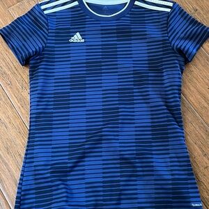 Adidas Navy and White Striped Jersey